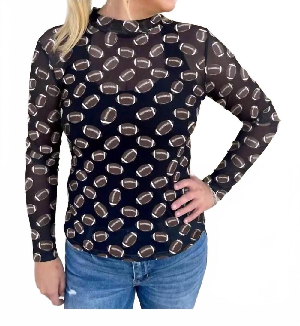 NEW AAPPARELLA mesh football print top in black